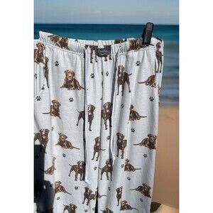 Comfies Chocolate Labrador Pajama Pants Side Pockets Draw String Korea Sz Medium